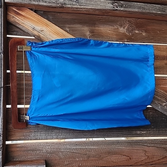 New Akris Punto Blue Silk Skirt NWT Size 6